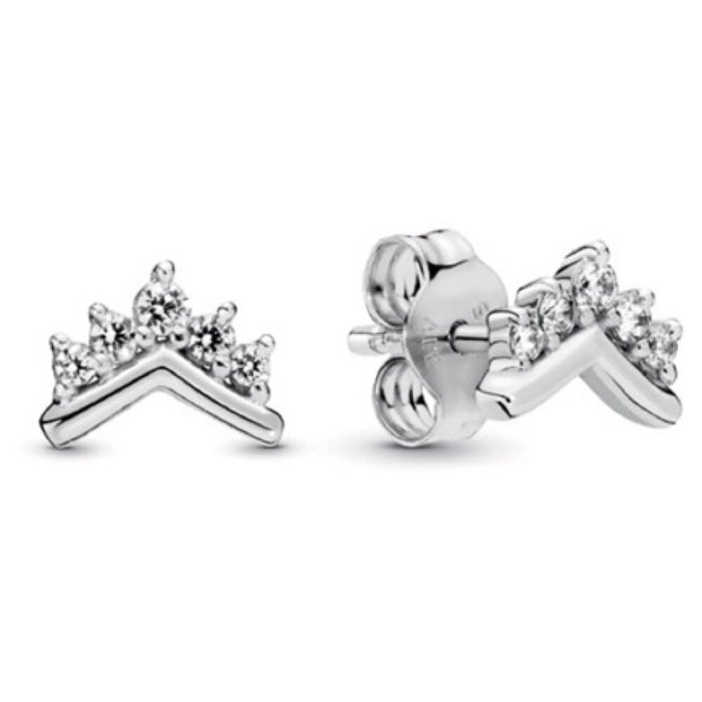 PANDORA Tiara Wishbone Stud Earrings w Dust Bag NWT